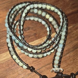 Leather Beaded Wrap Bracelet
